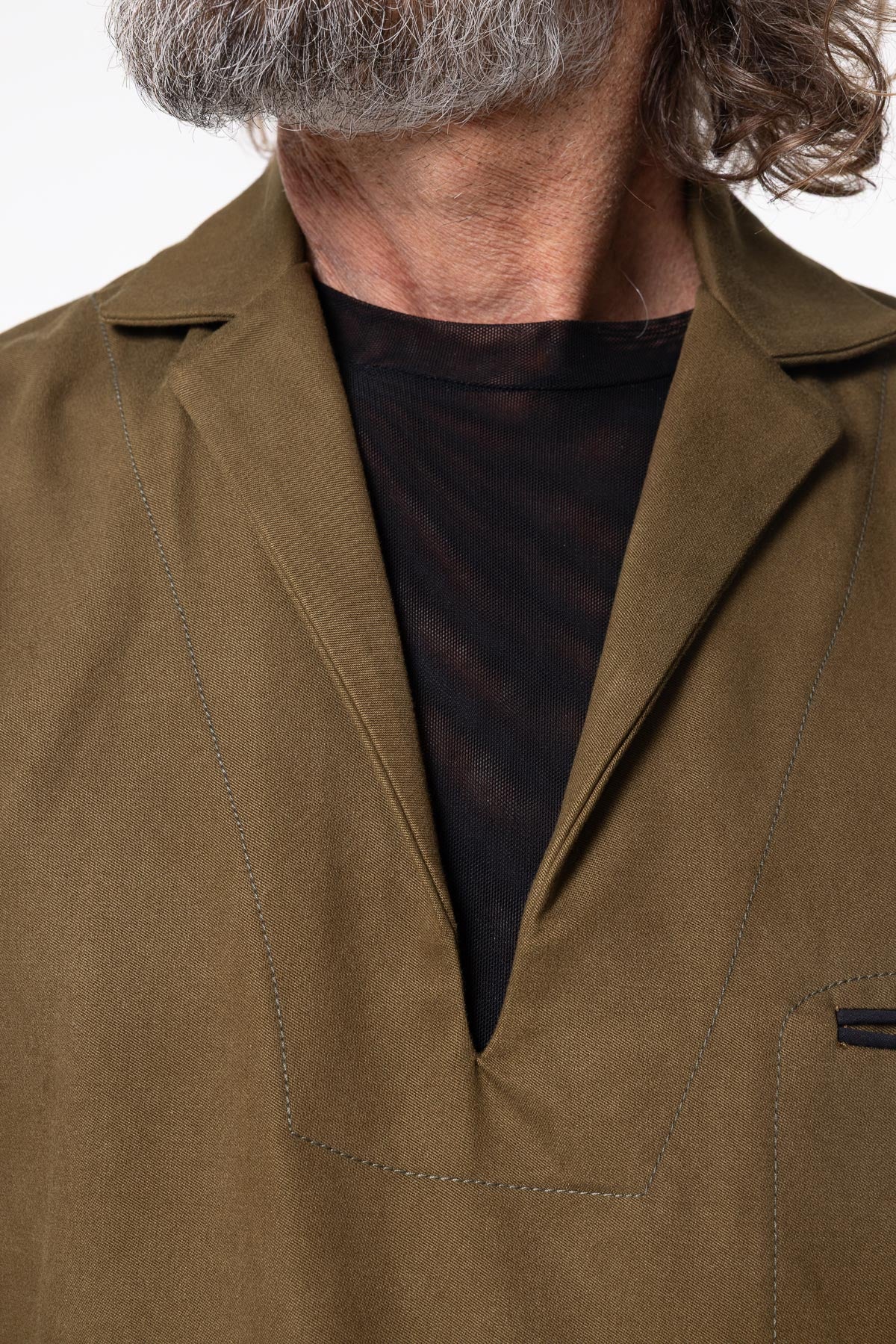 Selvage Shacket | Olive Twill