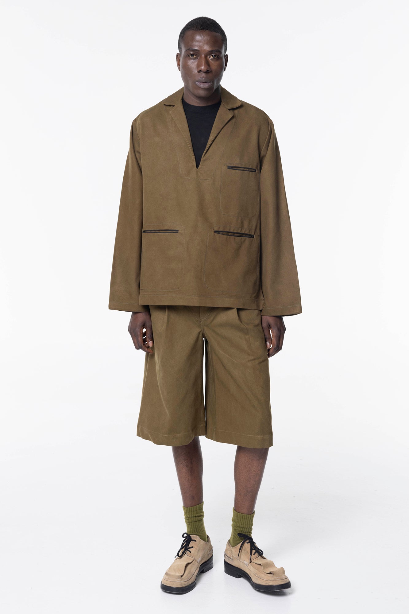 Selvage Shacket | Olive Twill
