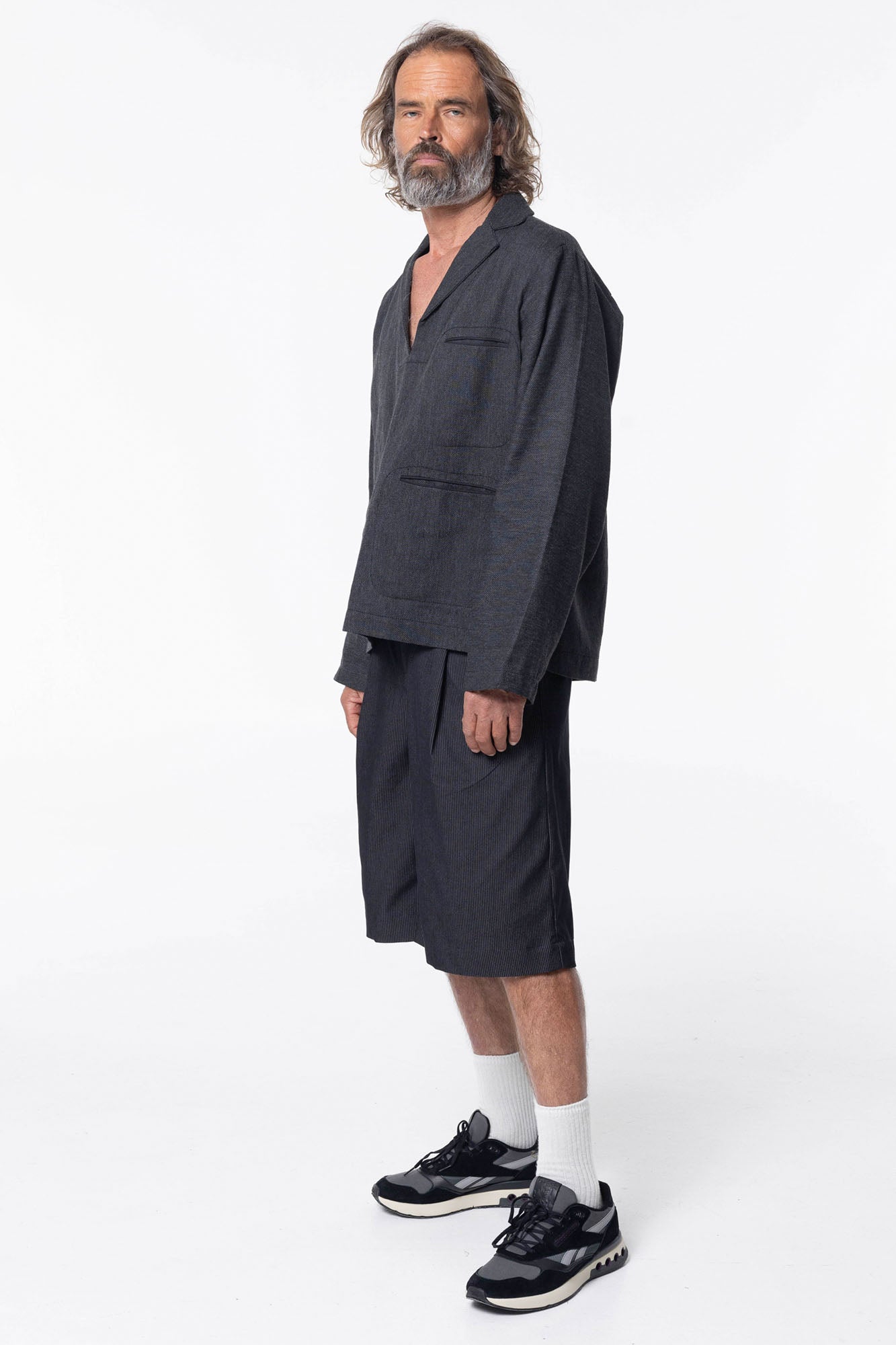 Bermuda Shorts | Charcoal Pinstripe