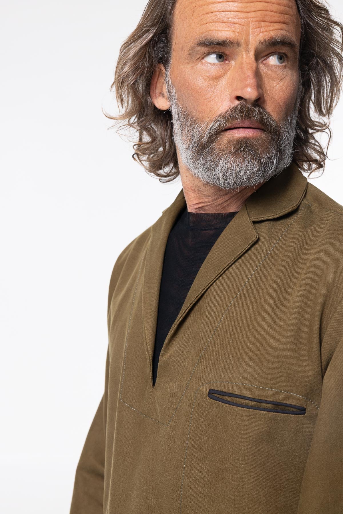 Selvage Shacket | Olive Twill