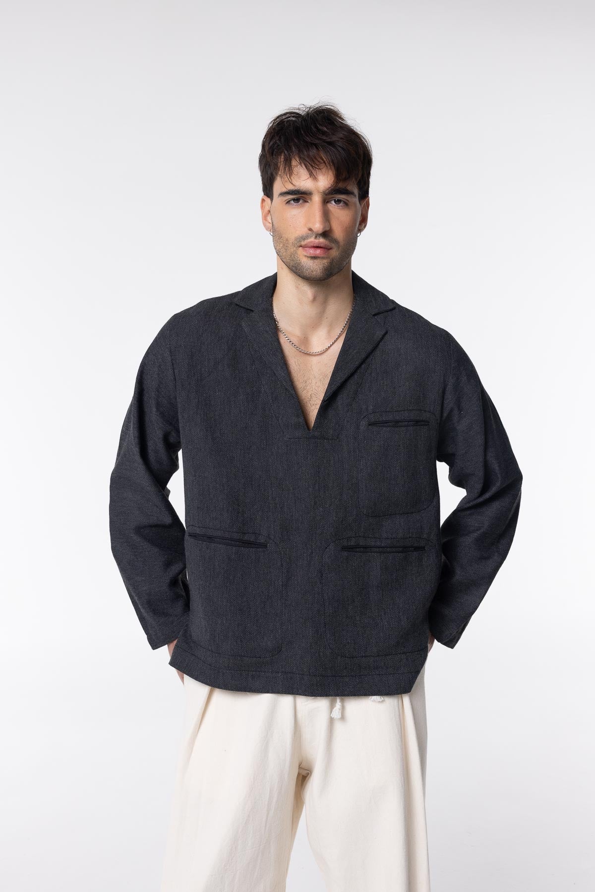 Selvage Shacket | Herringbone