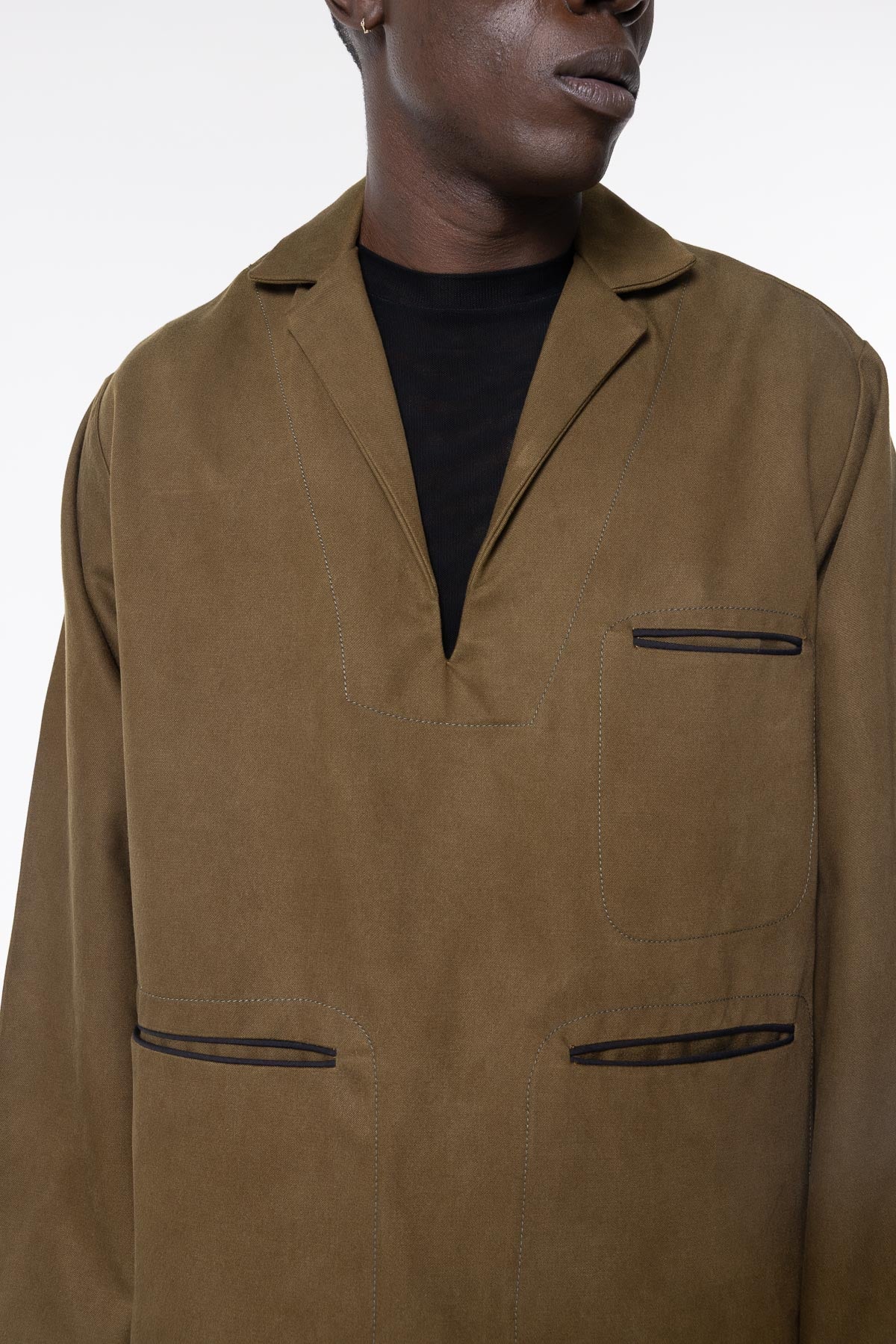 Selvage Shacket | Olive Twill